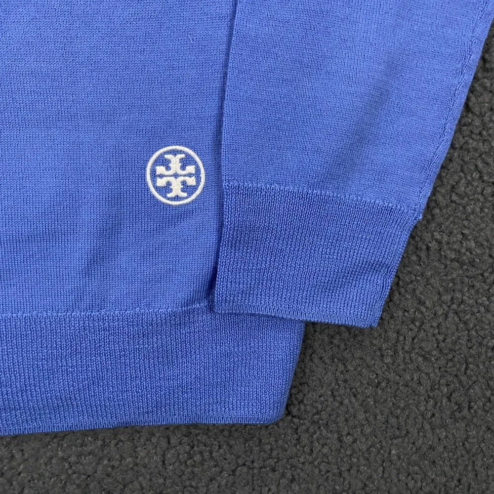 Tory Burch Emmy Sweater size Small Merino Wool Cool‎ Fresh Water Blue $255 NWT